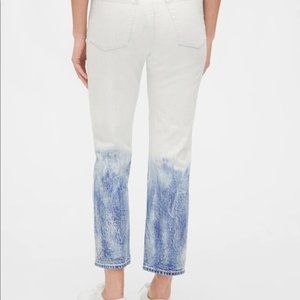 NEW GAP Denim Bleach Wash High Waist Cheeky Straight Leg Jeans Size 6 28 Tall